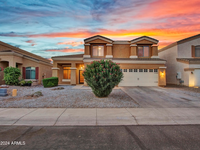 view of front of house with a garage