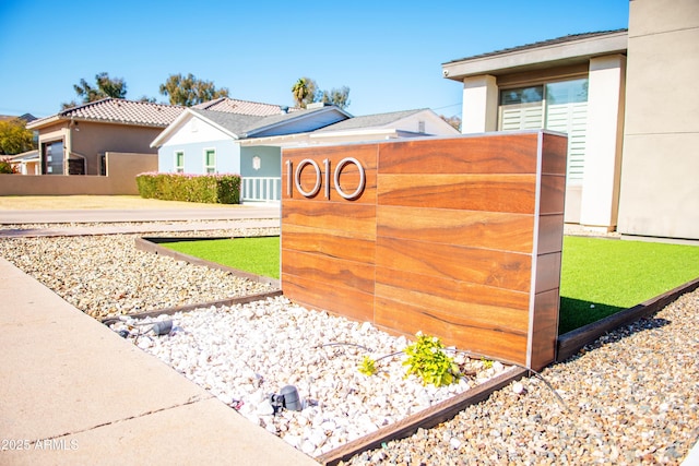 view of community sign