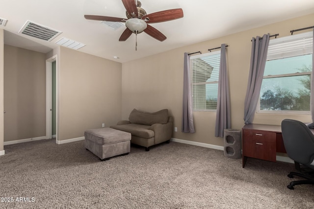 887 W Santa Gertrudis Trl, San Tan Valley, AZ 85143 - carpeted home office with a ceiling fan and baseboards