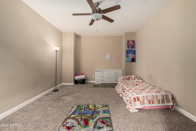 887 W Santa Gertrudis Trl, San Tan Valley, AZ 85143 - bedroom with carpet floors, ceiling fan, and baseboards