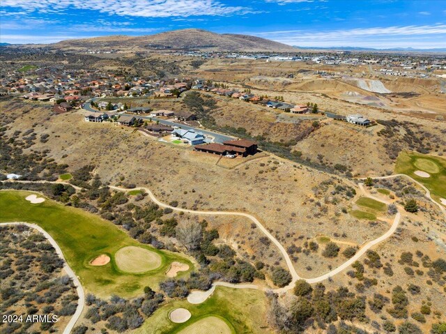 birds eye view of property with a mountain view