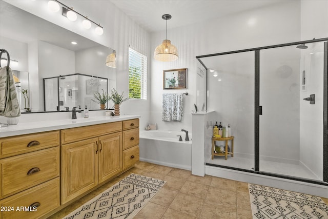 21487 E Arroyo Verde Dr, Queen Creek, AZ 85142 - full bathroom with a shower stall, a bath, and vanity