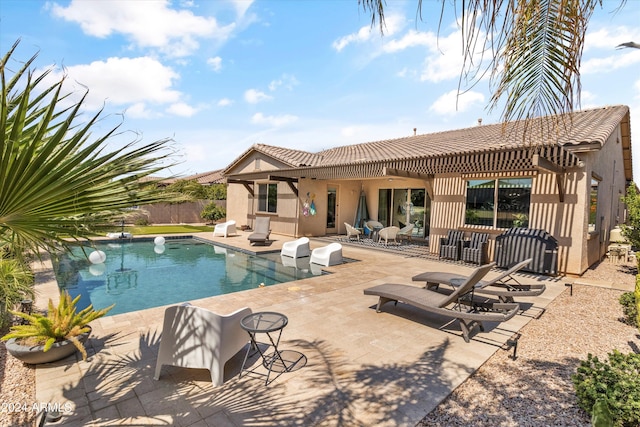 21487 E Arroyo Verde Dr, Queen Creek, AZ 85142 - view of pool featuring a pergola, a patio area, a fenced in pool, and fence