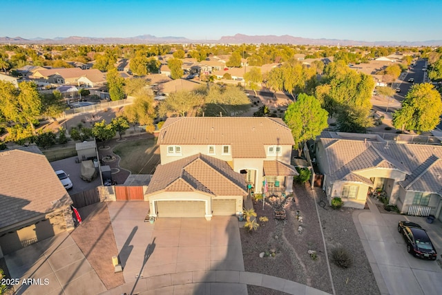 bird's eye view with a mountain view