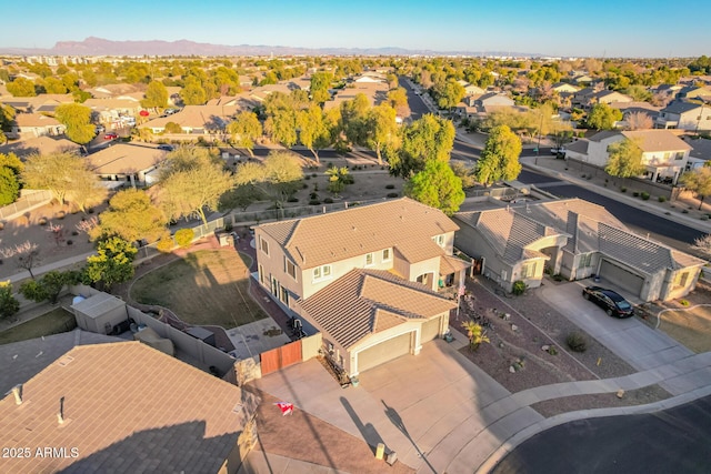 bird's eye view with a mountain view