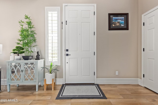 entryway with light hardwood / wood-style flooring and a wealth of natural light