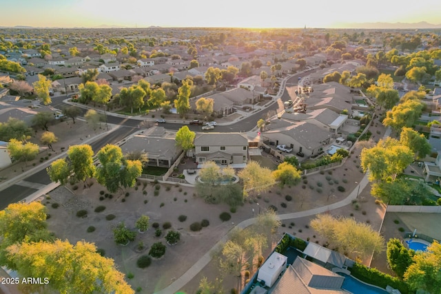 view of aerial view at dusk