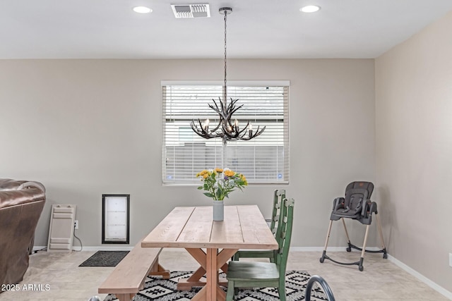996 W Shannons Way, Coolidge, AZ 85128 - dining room with a chandelier, baseboards, and recessed lighting
