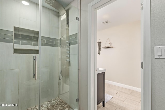 2520 E Flower St, Phoenix, AZ 85016 - bathroom featuring vanity and an enclosed shower