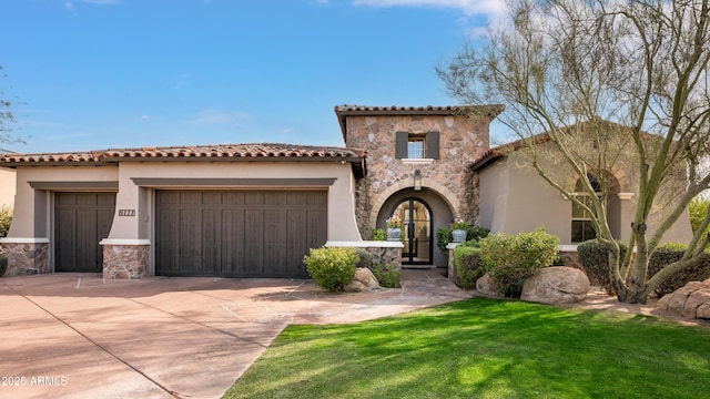 mediterranean / spanish-style home featuring a garage