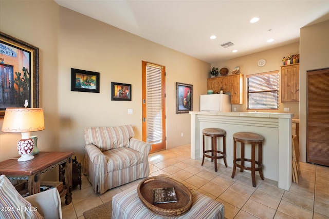 view of tiled living room