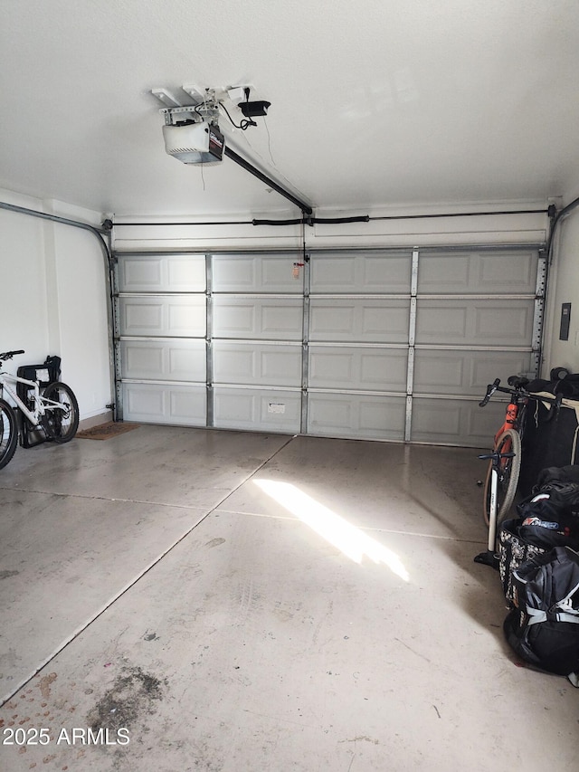 garage with a garage door opener