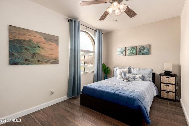 6160 S Pebble Beach Dr, Chandler, AZ 85249 - bedroom with wood finished floors, baseboards, and a ceiling fan