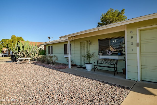 exterior space featuring a garage