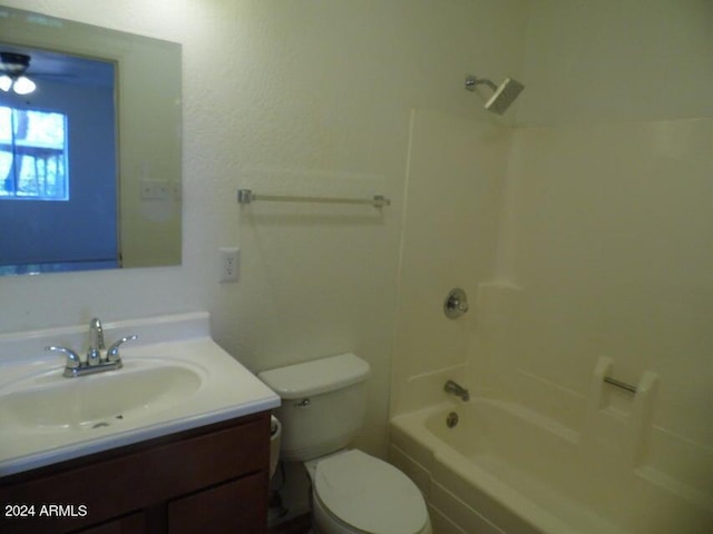 full bathroom featuring vanity, toilet, and shower / bath combination