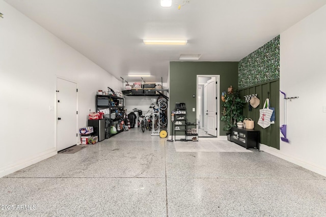 garage with baseboards