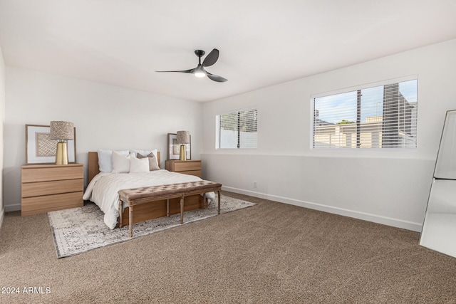 bedroom with carpet and ceiling fan