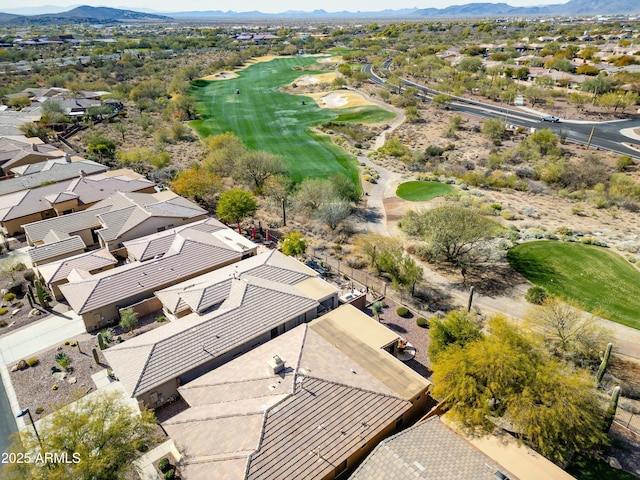 drone / aerial view featuring a mountain view