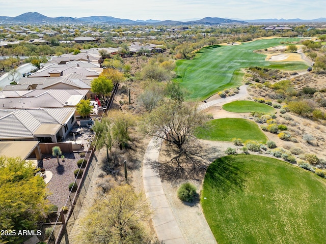 drone / aerial view featuring a mountain view