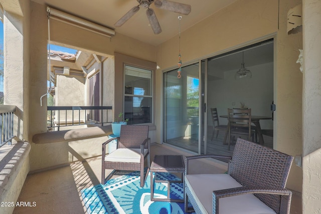 balcony with ceiling fan