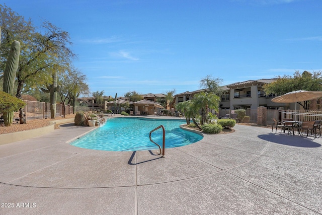 view of swimming pool with a patio