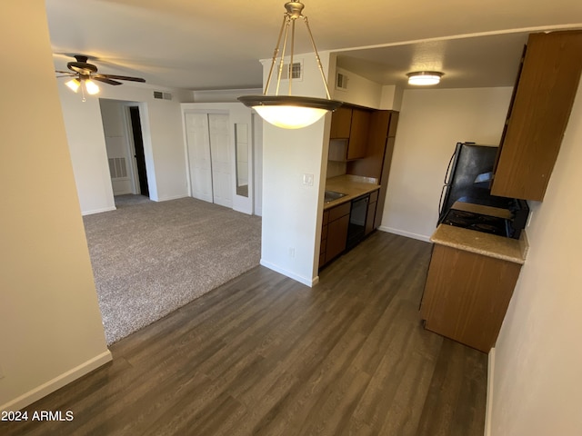 3500 N Hayden Rd Unit 1903, Scottsdale, AZ 85251 - kitchen featuring dishwasher, ceiling fan, light countertops, and baseboards