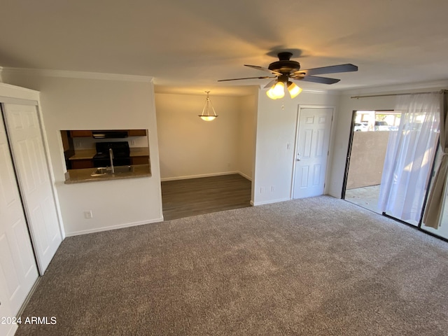 3500 N Hayden Rd Unit 1903, Scottsdale, AZ 85251 - unfurnished room featuring carpet floors, ceiling fan, baseboards, ornamental molding, and a sink