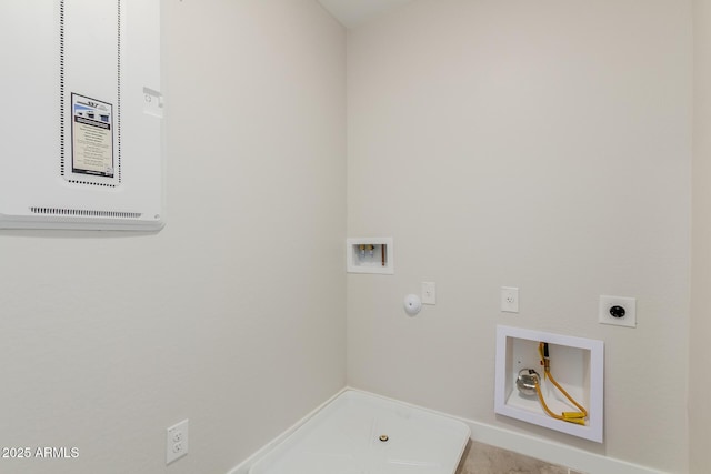 laundry area featuring laundry area, hookup for a washing machine, electric dryer hookup, and hookup for a gas dryer