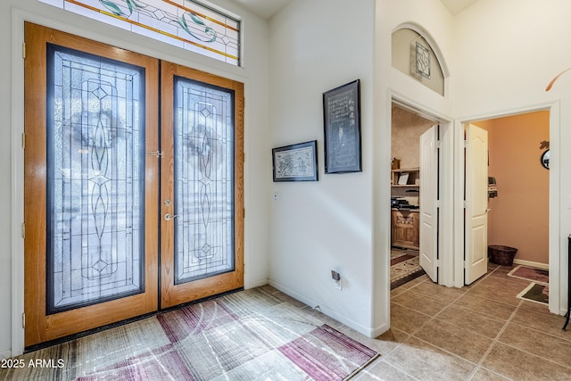 entrance foyer featuring french doors