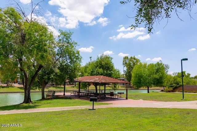 2547 W Naranja Ave, Mesa, AZ 85202 - view of property's community featuring a gazebo, a lawn, and a water view