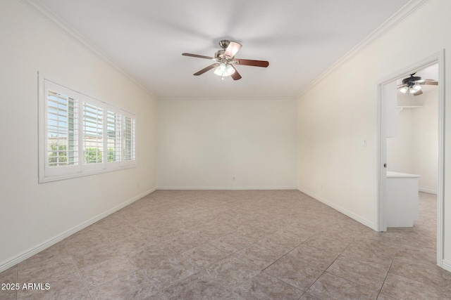 2547 W Naranja Ave, Mesa, AZ 85202 - unfurnished room featuring a ceiling fan, crown molding, and light tile patterned floors