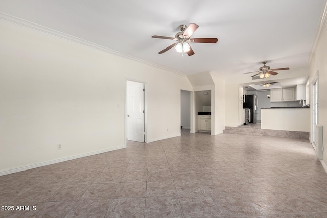 2547 W Naranja Ave, Mesa, AZ 85202 - unfurnished living room featuring ceiling fan and crown molding