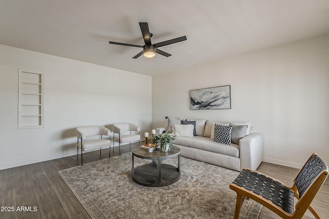 1616 E Pecan Rd, Phoenix, AZ 85040 - living area featuring a ceiling fan and dark wood-type flooring