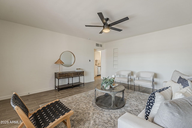 1616 E Pecan Rd, Phoenix, AZ 85040 - living area with wood finished floors and a ceiling fan
