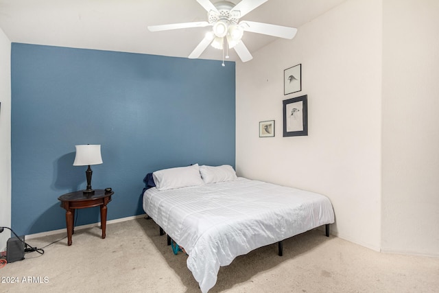 bedroom with carpet floors and ceiling fan