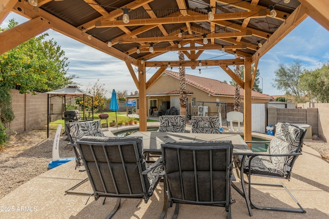 view of patio / terrace featuring a gazebo