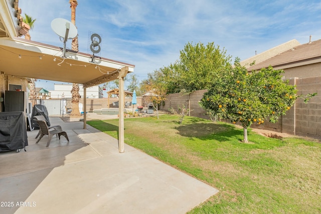 view of yard with a patio area