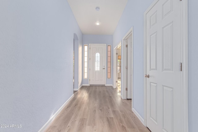 entryway with light wood-type flooring