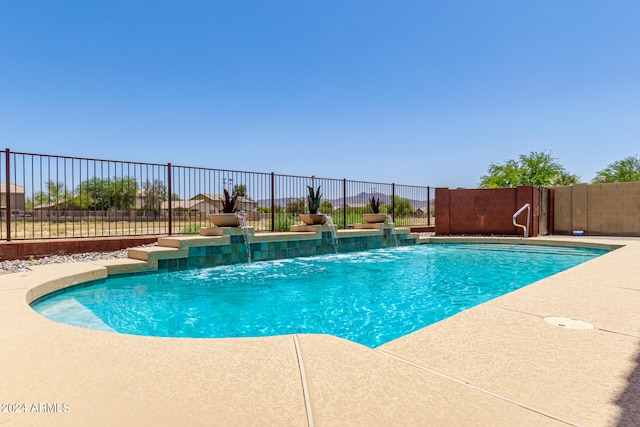 view of pool featuring pool water feature