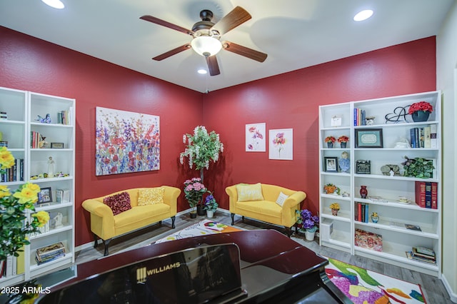 6554 W Rushmore Way, Florence, AZ 85132 - living area with a ceiling fan, recessed lighting, and wood finished floors
