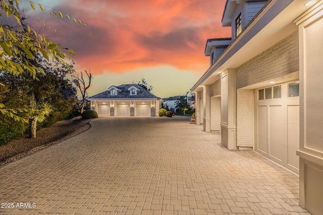 exterior space with a garage