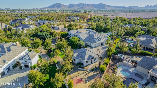 drone / aerial view with a mountain view