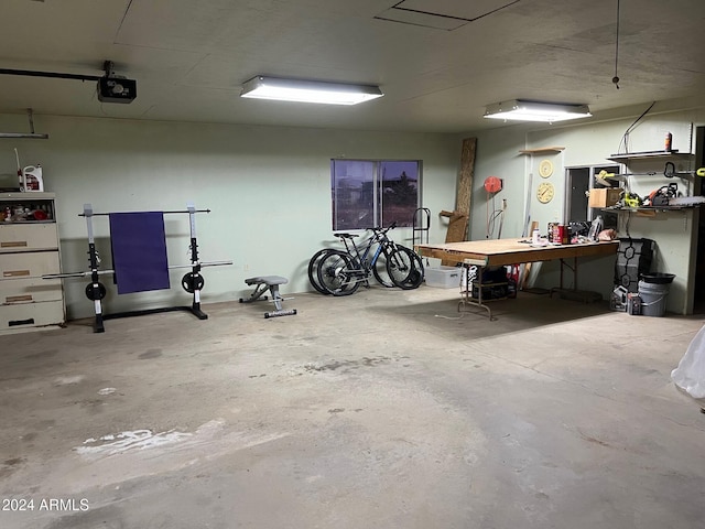 7857 W Winchester Easement, Willcox, AZ 85643 - garage featuring a garage door opener and a workshop area