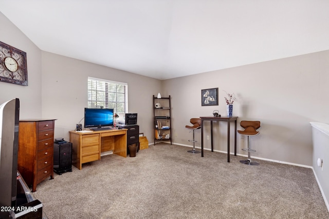 view of carpeted home office