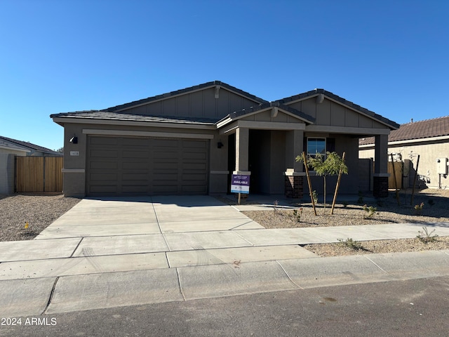 view of front of house with a garage