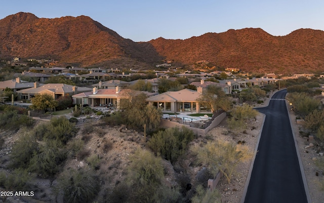 view of mountain feature with a residential view