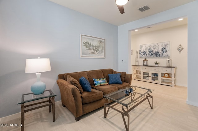 24638 N 144th Ave, Surprise, AZ 85387 - living area with a ceiling fan, baseboards, and recessed lighting