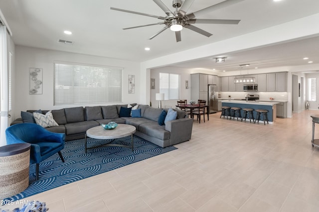 24638 N 144th Ave, Surprise, AZ 85387 - living room featuring recessed lighting and a ceiling fan