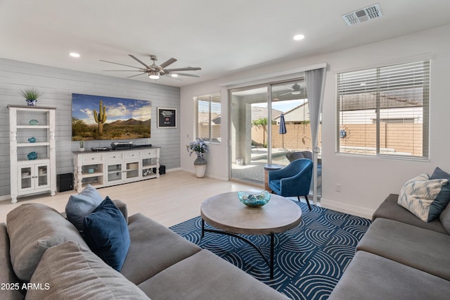 24638 N 144th Ave, Surprise, AZ 85387 - living area featuring a ceiling fan, baseboards, recessed lighting, and wood finished floors