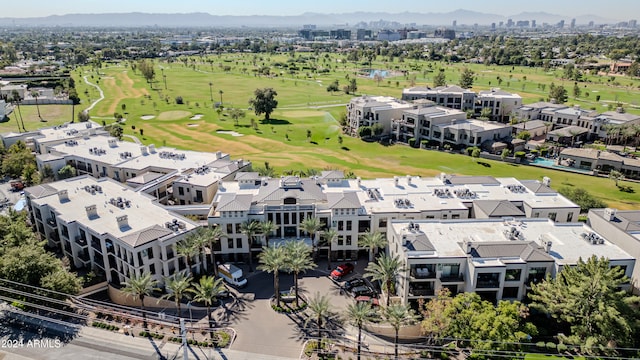 birds eye view of property featuring a mountain view